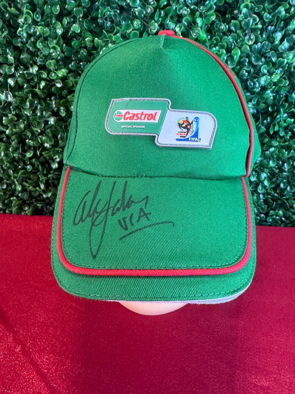 2005 Alexi Lalas Signed FIFA World Cup South Africa Green Hat Soccer Autographed